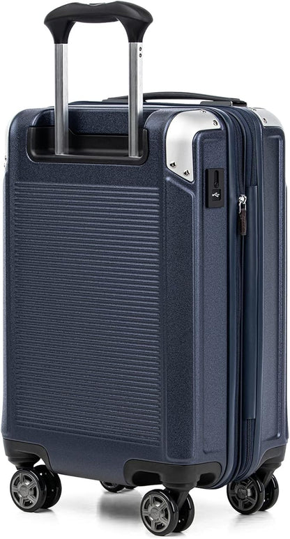 Travelpro Platinum Elite Hardside Expandable Carry on Luggage, 8 Wheel Spinner, TSA Lock, Hard Shell Polycarbonate Suitcase, True Navy Blue, Compact Carry on 20-Inch