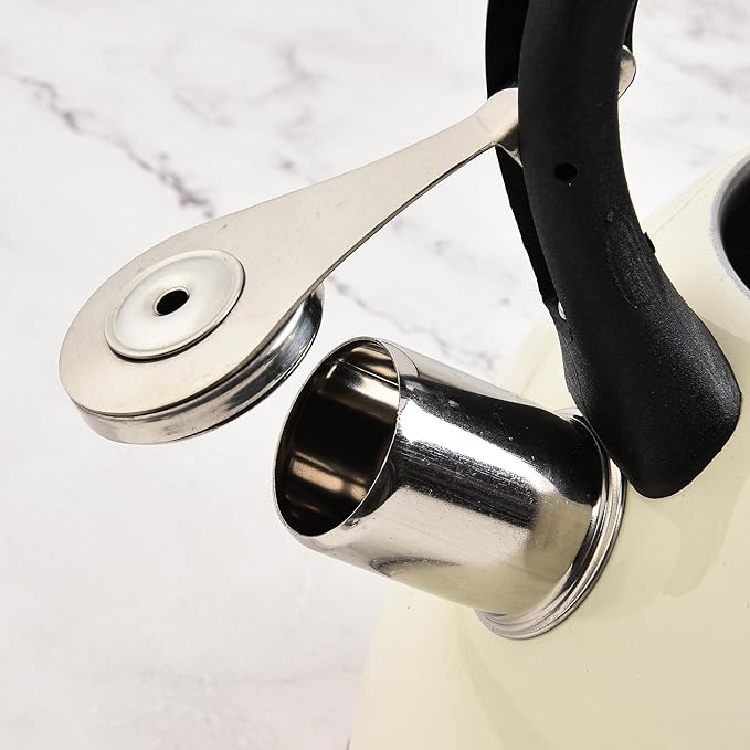 Whistling Stovetop Tea Kettle,Food Grade Stainless Steel, Cool Touch Ergonomic Handle, Fast Boil, for Gas, Electric, and Glass Ranges - 3L