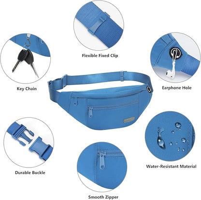 MAXTOP Large Crossbody Fanny Pack with 4-Zipper Pockets,Gifts for Enjoy Sports Festival Workout Traveling Running Casual Hands-Free Wallets Waist Pack Phone Bag Carrying All Phones