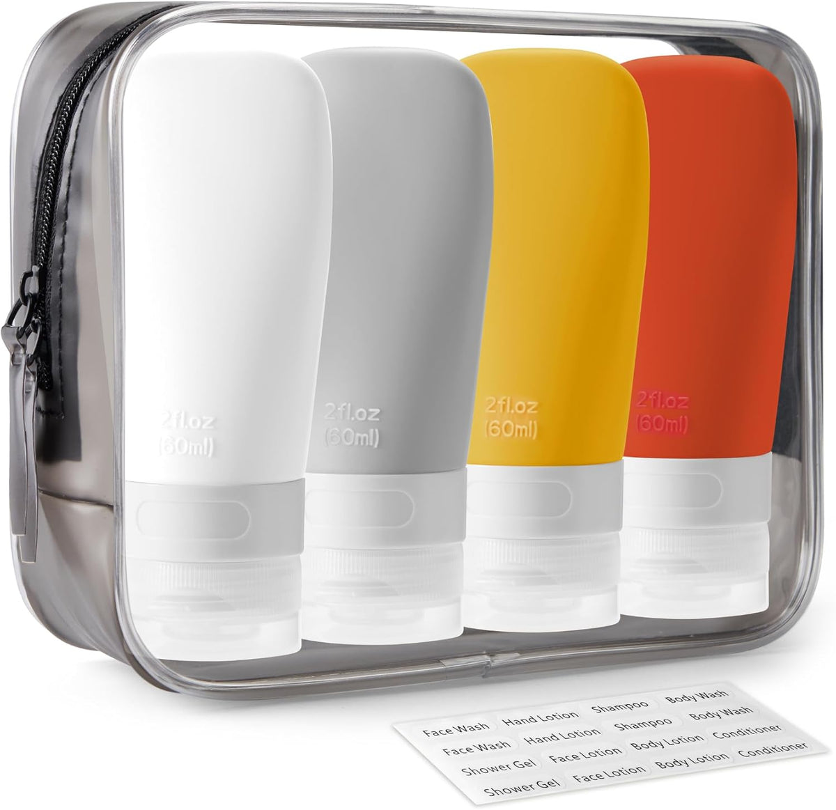 INSFIT Portable Travel Bottles, TSA Approved Leak Proof Containers for Toiletries, BPA Free Refillable Accessories for Shampoo, Body Wash, Liquids (4 Pack)