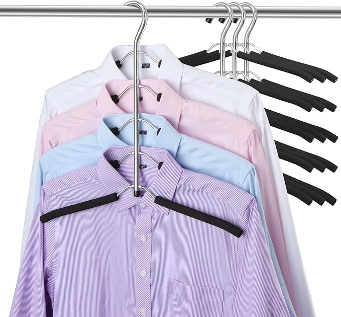 DOIOWN Blouse & Shirt Hangers - Non Slip Space Saving Stainless Steel Closet Organizer (4)