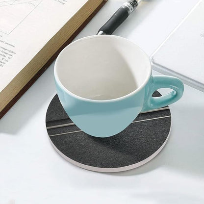 Thin White Lines Geometric Pattern Minimalist Coasters Set of 4 Absorbent