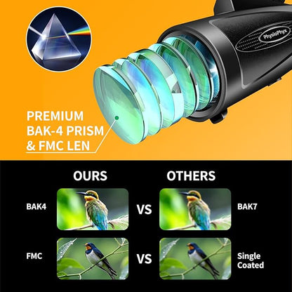 Monocular Telescope 80x100 HD Monoculars for Adults with Tripod & Phone Adapter, Monoculars for Bird Watching Stargazing Camping Hiking Hunting Wildlife Travel-Black