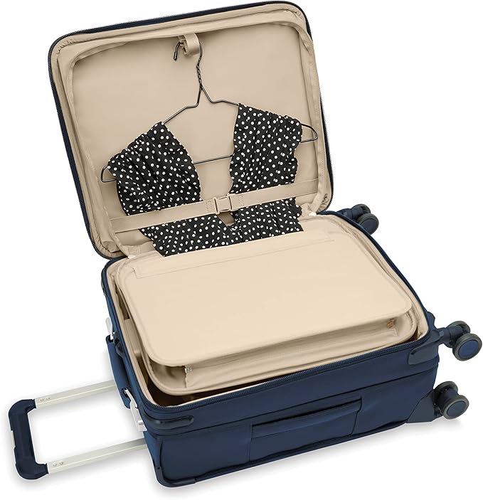 Briggs & Riley Global 21" Carry On Expandable Spinner - Luggage for International Travel, Suitcases with Wheels, Softside Rolling Bag for Men & Women, Self-Repairing Zipper - Baseline Collection, Navy