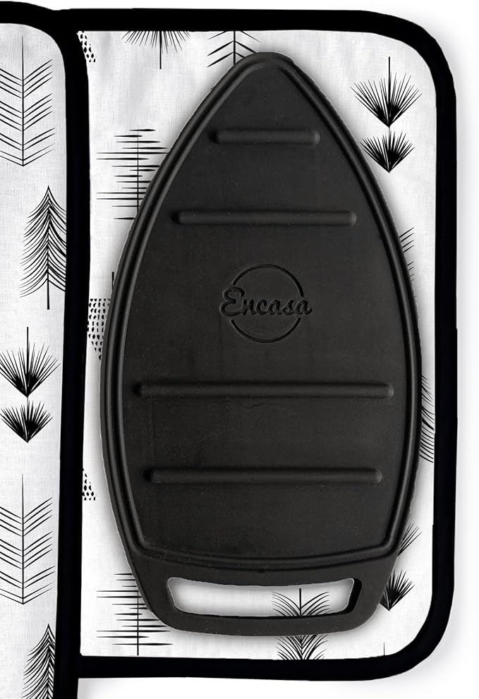 Encasa XO Ironing Mat/Pad (Small 28"x20") with 3mm Padding & Silicone Iron Rest for Steam Pressing on Tabletop or Bed - Heat Resistant, Portable, Quilting & Travel Blanket - Black Arrow