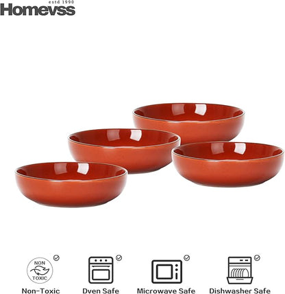HomeVSS 20-Piece Dinnerware Set - Serves 4, Bright Glaze Orange plates and bowls sets with Speckle Effect for Microwave & Dishwasher Safe