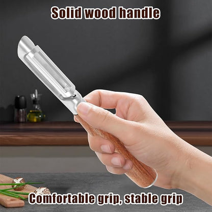 1Pcs I Style Stainless Steel Vegetable Peeler for Fruit Veggie Heat Resistant Incisive Cucumber Peeler With Solid Wood Handle for Home Kitchen Use