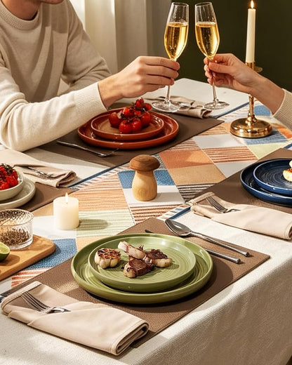 Dinnerware Set for 8, Ceramic Plates and Bowls, Chip & Scratch Resistant
