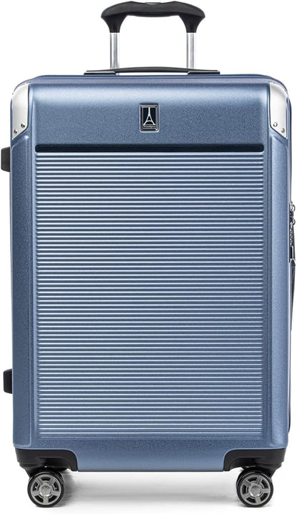 Travelpro Platinum Elite Hardside Expandable Checked Luggage, 8 Wheel Spinner, TSA Lock, Hard Shell Polycarbonate Suitcase, Dark Sky Blue, Checked Medium 25-Inch