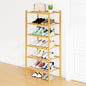Smiry Shoe Rack, 6 Tier Small Bamboo Shoe Organizer, Stackable Free Standing Wooden Shoe Storage Shelf for Closet, Entryway, Front Door Entrance, Natural
