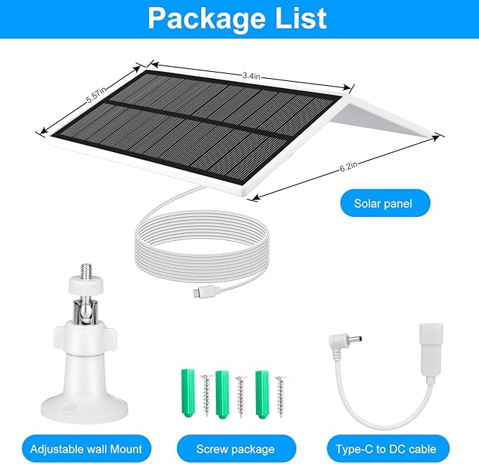 Solar Panel for Ring Camera Spotlight Cam Plus/Pro & Stick Up Cam/Pro Battery