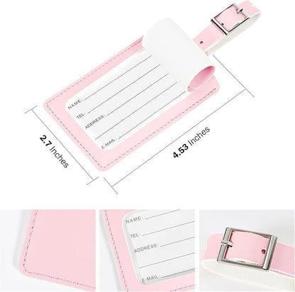 Travelambo Luggage Tags for Suitcases PU Leather Travel Tags Bag Tags Privacy Protection Travel Essentials