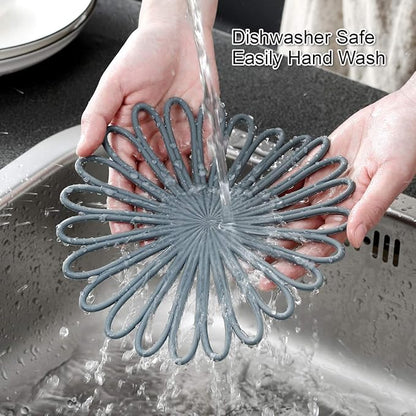 Set of 3 Silicone Trivet Mat - Hot Pot Holder Hot Pads for Table & Countertop - Trivet for Hot Dishes - Non-Slip & Heat Resistant Modern Kitchen Hot Pads for Pots & Pans, Black