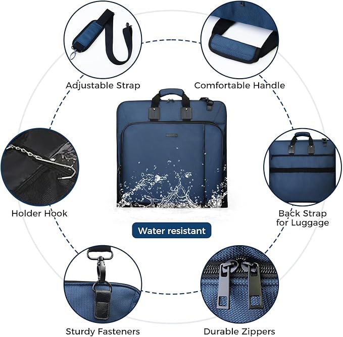 Noozion Garment Bag for Travel Large Carry On Suit Bag Hanging Travel Suit Bags Waterproof Suitcase Luggage Bag for Men Women Business Trips with Shoulder Strap