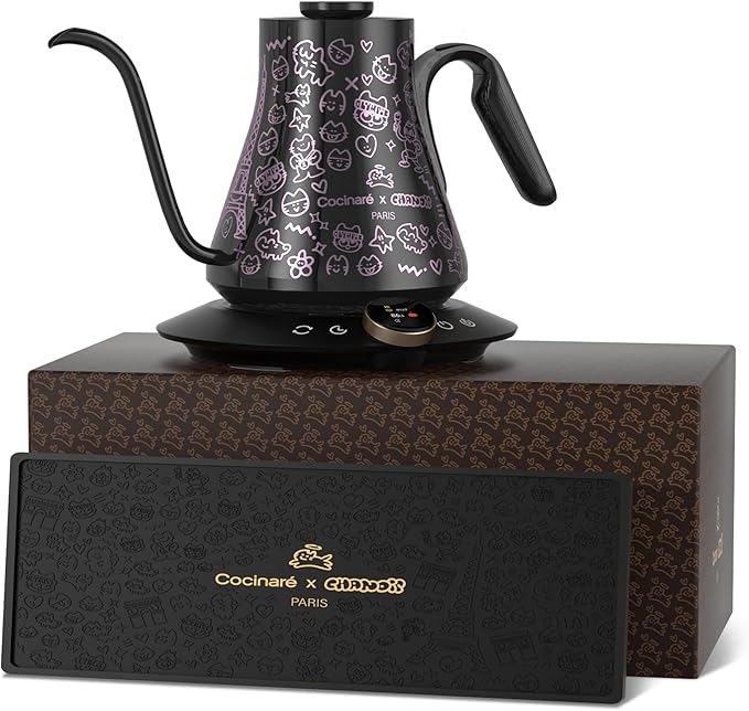 Cocinare x Chanoir FLOW M9 Pro Electric Kettle, Art de Paris Color-Changing Collaboration, Premium Gift Box Packaging with Coffee Mat, ±0.5℉ Temp Control for Coffee & Tea (Chanoir Black)