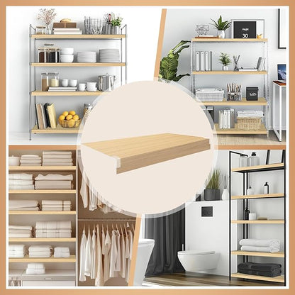 5 Pcs Wire Rack Covers 24x12x2.5 inch PVC Pantry Shelf Cover 0.31 inch Thick Removable Closet Wire Rack Shelf Covers,Decoration Kitchen Bathroom Office Shelving (Wood Color,24x12x2.5inch)