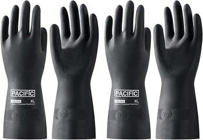 PACIFIC PPE 2 Pairs Chemical Resistant Gloves, Heavy Duty Industrial Rubber Gloves, Resist Acid, Alkali and Oil, 12.6", X-Large