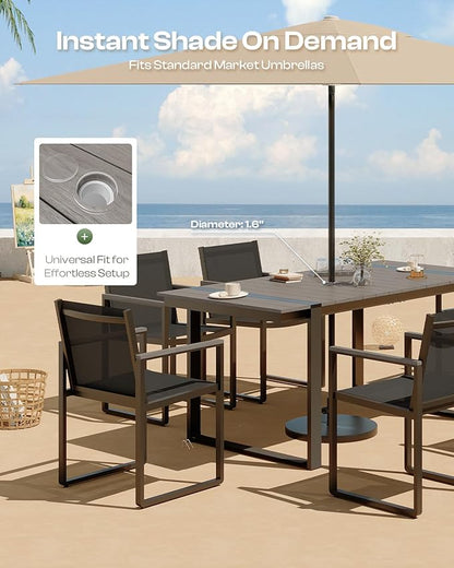 Outdoor Dining Set, HDPS + Aluminum Patio Table and Chairs Set