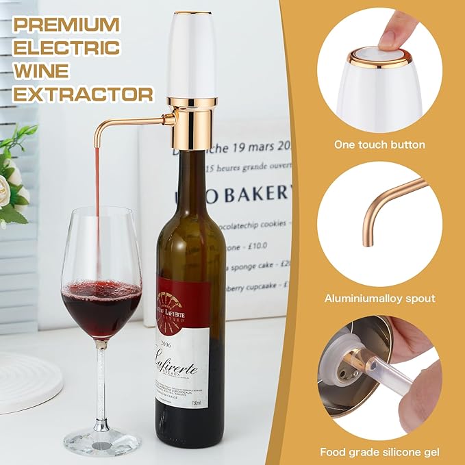 Electric Wine Aerator Pourer with Stopper, Automatic Wine Bottle Dispenser Machine with USB Rechargeable and Multi-Smart Wine Decanter, Best Wine Gifts for Wine Lovers