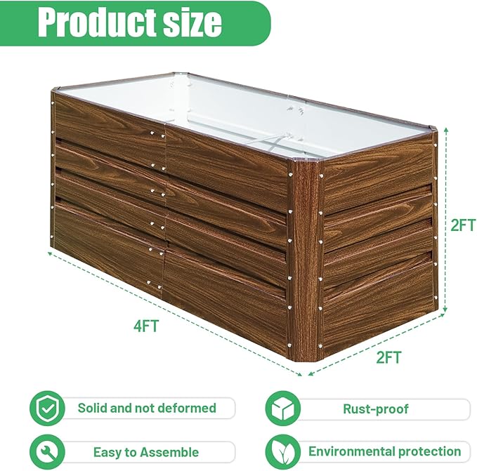 SnugNiture 2 Pcs 4x2x2FT Raised Garden Bed Galvanized Planter Garden Boxes