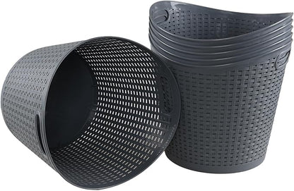 Kiddream 6 Pack Plastic Laundry Clothes Hamper Baskets, Large Storage Baskets for Organizing, 30 Liters Capacity, Dark Grey