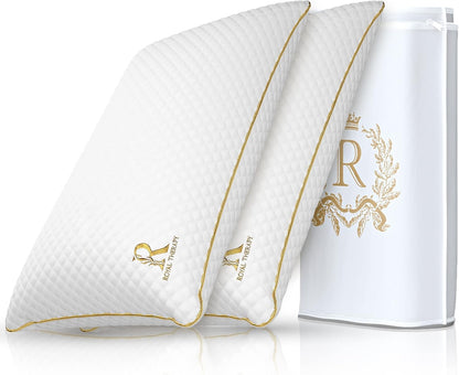 Royal Therapy Pillows Queen Size Set of 2, Shredded Memory Foam Queen, Rayon Derived from Bamboo, Queen Pillows, for Side Sleepers Bed Cooling