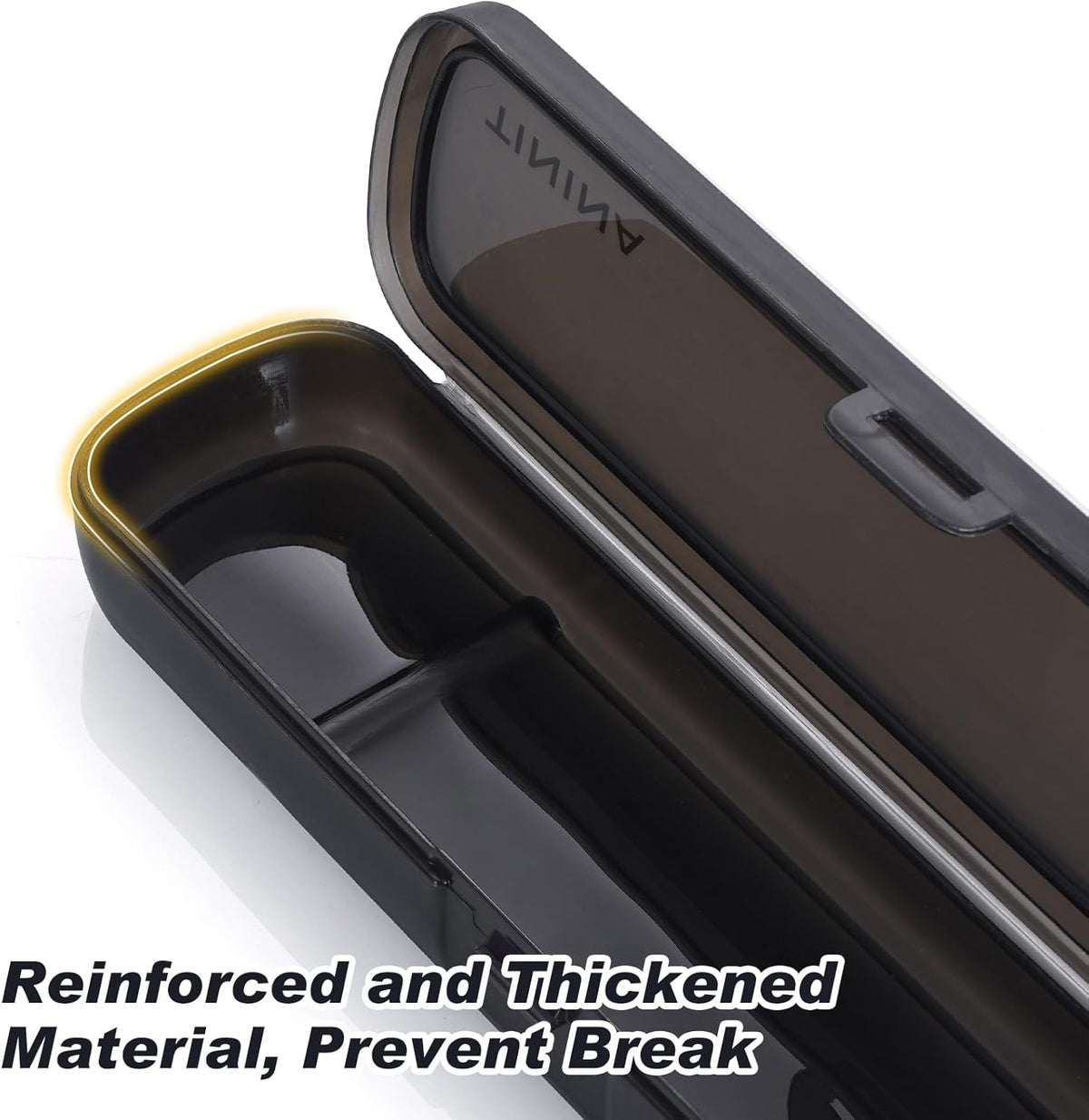 Travel Utensils with Case, 4-Piece Stainless Steel Portable Cutlery Set, Reinforced Case with Buckle Design, Lunch Box for Camping Work School, Include Fork Spoon Knife, Dishwasher Safe, Black