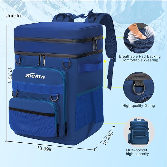 Backpack Cooler Insulated Leak Proof for Men Women 50 Cans Soft Cooler Backpack Insulated Waterproof Large Capacity Coolers Bag Portable for Lunch Camping Travel Picnic Hiking