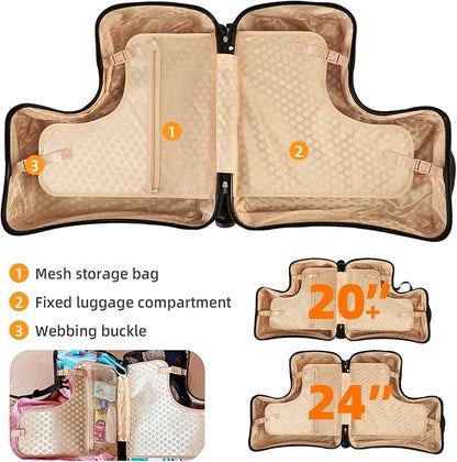 Hardside Ride on Kids Luggage with 4 Spinner Wheels for Girls and Boys,Rolling Childrens Travel Suitcase with Seat and Safety Belt for Toddler Ages 2-6,Verify Carry-on policy 21 Inch Pink