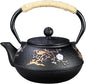 Cast Iron Teapot SECHUDO Teapot for Stovetop Safe Coated with Enameled Interior,Japanese Beautiful Tea Kettle with Stainless Steel Infuser for Loose Tea (30.4oz Plum Blossoms and Bird Pattern)