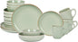 Eur-Nordic Shape Raising Rim 20pc Dinnerware Set, Shiny Glaze Green with Speckle Effect