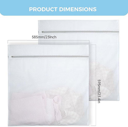 (2 PCS) Large 24x24" Honeycomb Mesh Laundry Bags - Delicates, Lingerie, Bra, Garment Wash - Durable Mesh Wash Bags for Washing Machine - Travel & Laundry Room Organization
