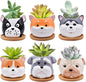 6 Pack Cute Dog Succulent Pots with Drainage – Ceramic Puppy Planters for Small Plants & Cactus, Animal Shaped Mini Flower Pots, Desk & Home Décor, Gift for Dog Lovers, Office, Balcony, Garden