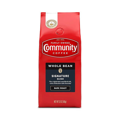 Community Coffee Signature Blend Whole Bean Coffee, Dark Roast, 12 oz Bag (Pack of 1)