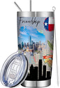 20oz Insulated Tumbler Texas State Coffee Mug, United States Map Travel Mug Landmark, Birthday Gifts Cute Custom Tumbler Cups with Lid and Straw Gifts for Mom