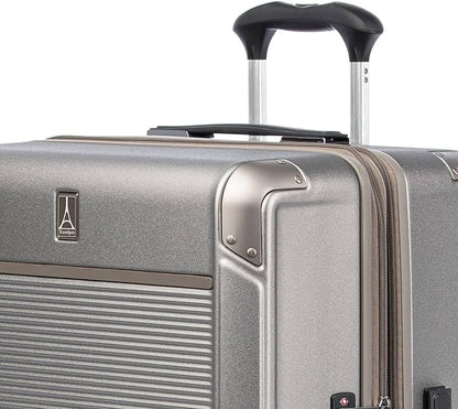 Travelpro Platinum Elite Hardside Expandable Spinner Wheel Luggage TSA Lock Hard Shell Polycarbonate Suitcase, Metallic Sand, 2-Piece Set (21/25)
