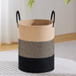 VIPOSCO Large Laundry Hamper, Tall Woven Rope Storage Basket for Blanket, Toys, Dirty Clothes in Living Room, Bathroom, Bedroom - 58L Brown & Black