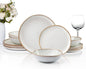 HaWare 12-Piece Dinnerware Sets, Stoneware Plates and Bowls Set for 4, Ceramic Dishware Dinner Set for Home Restaurant, Chip and Crack Resistant, Microwave and Dishwasher Safe, Reactive Pearl White