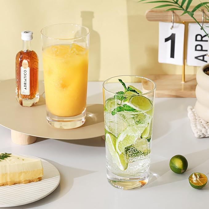 Highball Glasses Set of 12, 13oz Tall Drinking Glasses, Water Glass for Kitchen, Tom Collins Glasses, Mojito Glass Cups, Cocktail Glasses for Bar Glassware