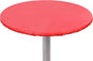 Yourtablecloth Heavy Duty Vinyl Round Fitted Tablecloth (Table Cover) with Flannel Backing Vibrant Colors Elasticized Tablecloth Great for Indoor and Outdoor Dining and Playing Cards 60” Ruby Red