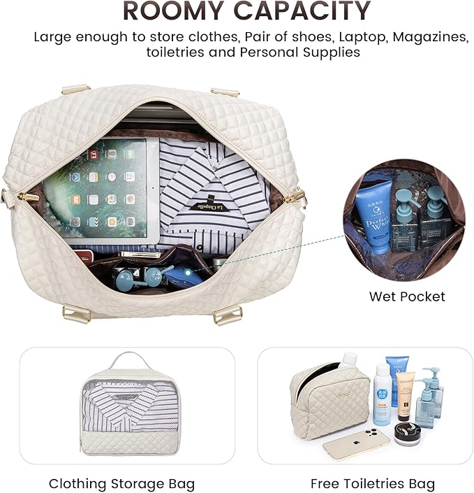 LOVEVOOK Travel Duffle Bag,Weekender Bags for Women with Shoe Compartment，Carry on Overnight Bag with Toiletry Bag,Gym Duffel Bag with Wet Pocket, Hospital Bags for Labor and Delivery