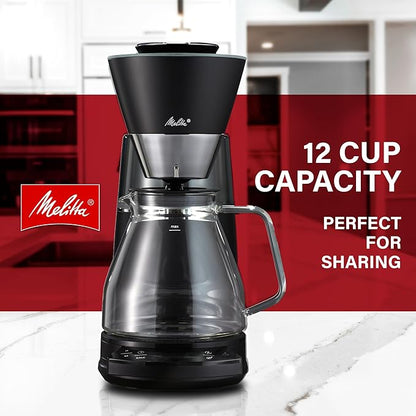 Melitta Vision 12-Cup Drip Coffee Maker, Automatic and Programmable, 96oz Capacity with 5-Pack Coffee Filters | Black