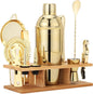 Shakers Bartending, 11Pcs-Cocktail Shaker Set Gold Drink Mixer with 25oz Martini Shaker,Muddler,Bar Spoon and More Professional for Home and Bartender.(Gold)