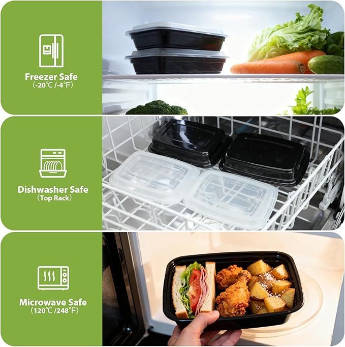 90 Pack 28 oz Meal Prep Containers Reusable with Lids, BPA-Free Single Compartment Food Containers, Durable & Stackable To-Go Boxes, Reusable Microwave Freezer Dishwasher Safe