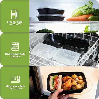 90 Pack 28 oz Meal Prep Containers Reusable with Lids, BPA-Free Single Compartment Food Containers, Durable & Stackable To-Go Boxes, Reusable Microwave Freezer Dishwasher Safe