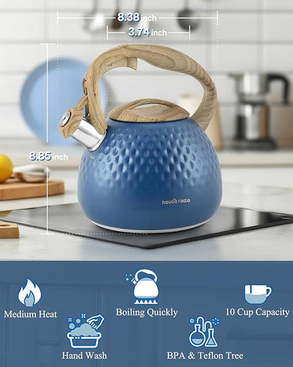 Tea Kettle,2.5 Quart Stovetop Tea Kettles Loud Whistle,Food Grade Stainless Steel Water kettles for Stove Top with Anti-hot Ergonomic Handle,Suitable for All Heat Sources