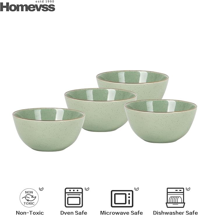 Eur-Nordic Shape Raising Rim 20pc Dinnerware Set, Shiny Glaze Green with Speckle Effect