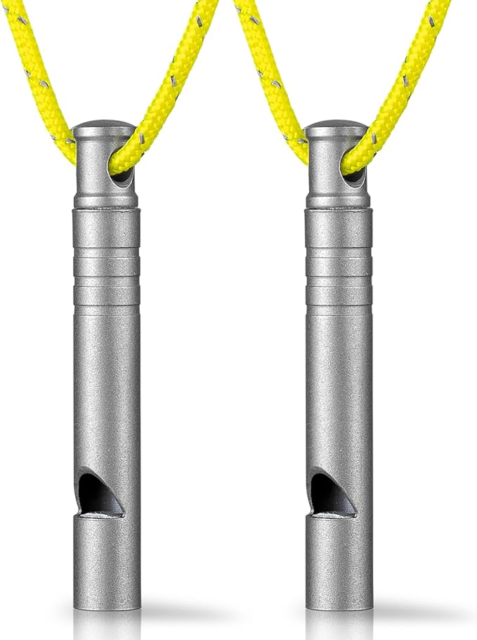 TISUR Titanium Emergency Whistle,120db Safety Whistle with Lanyard,Outdoor Survival Small Whistle for Life Saving,Hiking,Pets Training,Coach Sports