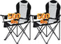 Camping Chairs for Heavy People, Folding Chairs for Outside Outdoor Folding Chairs with Cup Holder & Cooler Bag, Camp Chairs Supports up to 500lbs(2 PC, Black White)