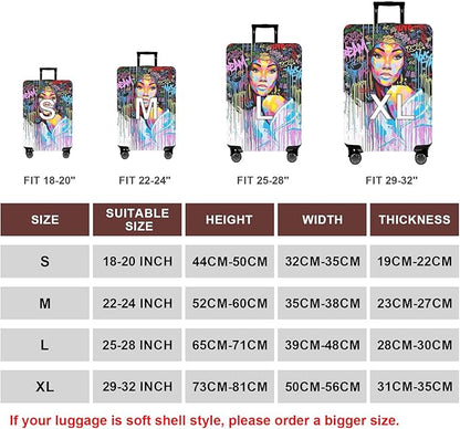 WUJIAONIAO Travel Luggage Cover Baggage Suitcase Cover Protector Skins 18-32 Inch (Graffiti A8, M (for 22-24 inch luggage))